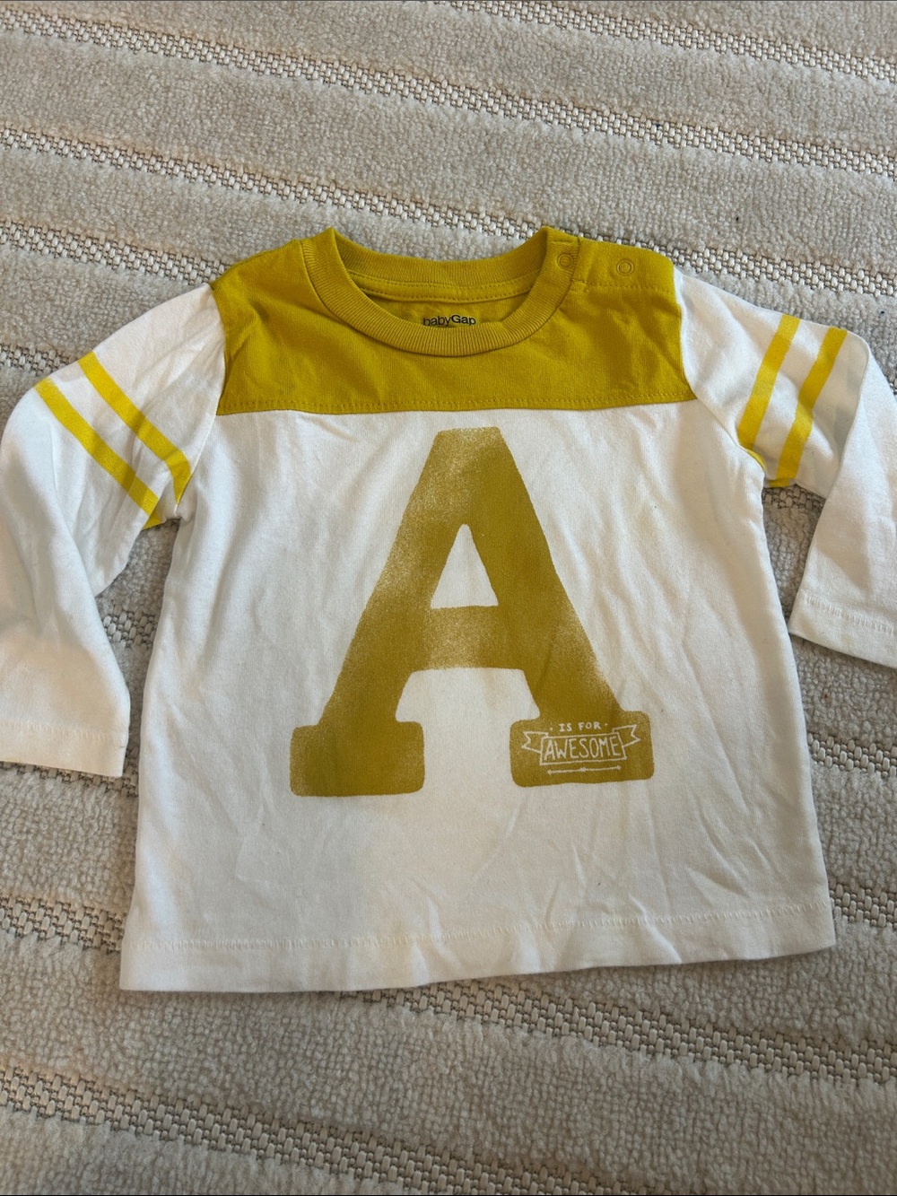 GAP White and Mustard 'A' Long-Sleeve Tee